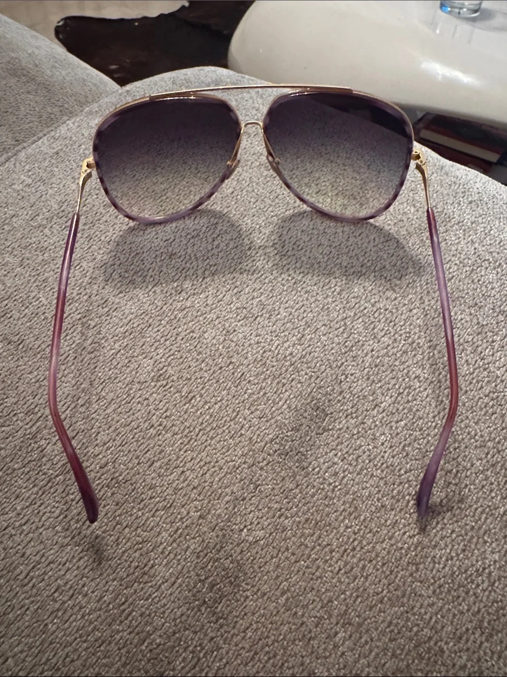 DITA Condor Two Purple Gradient Aviator Sunglasses with Gold Bridge